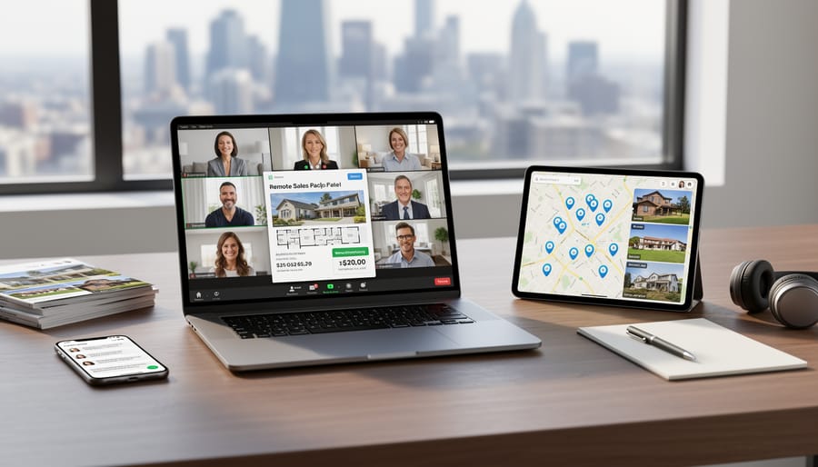 Person using smartphone video call to communicate with real estate agent remotely